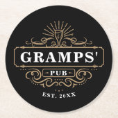 Aangepaste gramps'Pub Home Bar-jaar ingesteld Ronde Kartonnen Onderzetter (Voorkant)