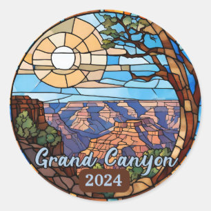 Aangepaste Grand Canyon Faux Glas in lood Ronde Sticker