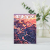 Aangepaste Grand Canyon Sunset Panorama Waterverf Briefkaart (Staand voorkant)