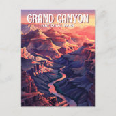 Aangepaste Grand Canyon Sunset Panorama Waterverf Briefkaart (Voorkant)