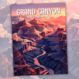 Aangepaste Grand Canyon Sunset Panorama Waterverf Briefkaart
