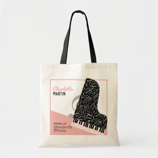 Aangepaste Grand Piano-leerling Zacht roze Tote Bag (Voorkant)