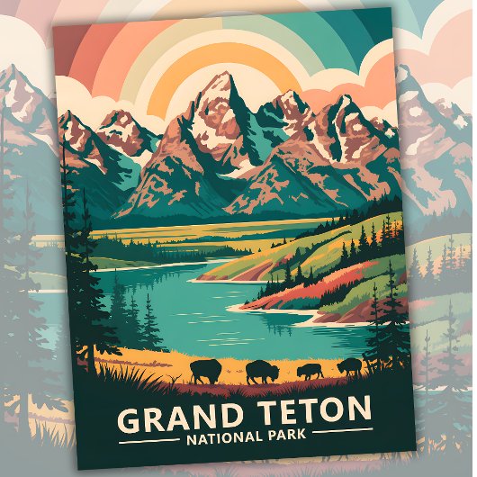 Aangepaste Grand Teton National Park Wildlife Trav Briefkaart