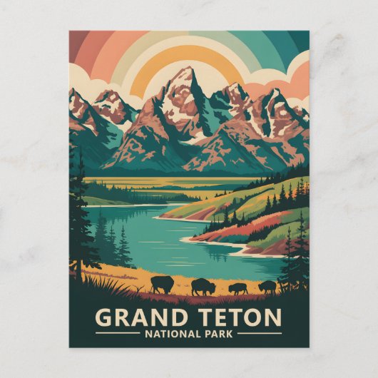 Aangepaste Grand Teton National Park Wildlife Trav Briefkaart (Voorkant)
