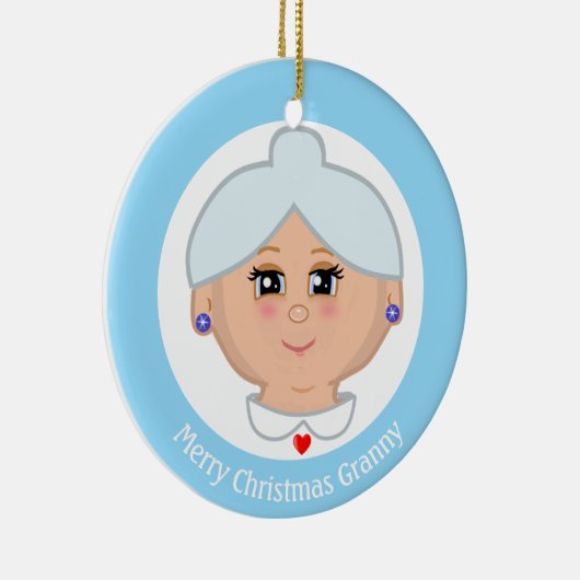 Aangepaste Grandma foto's op lichtblauw en wit Keramisch Ornament (Rechts)