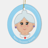 Aangepaste Grandma foto's op lichtblauw en wit Keramisch Ornament (Links)