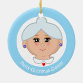 Aangepaste Grandma foto's op lichtblauw en wit Keramisch Ornament (Achterkant)
