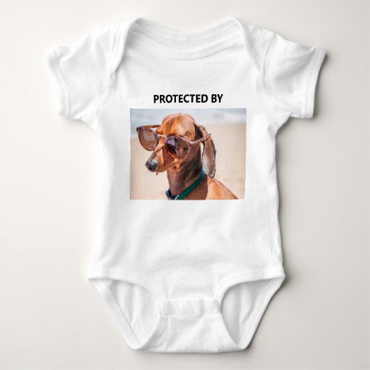 Aangepaste grappig beschermd door Dachshund Pet Ph Romper (Voorkant)