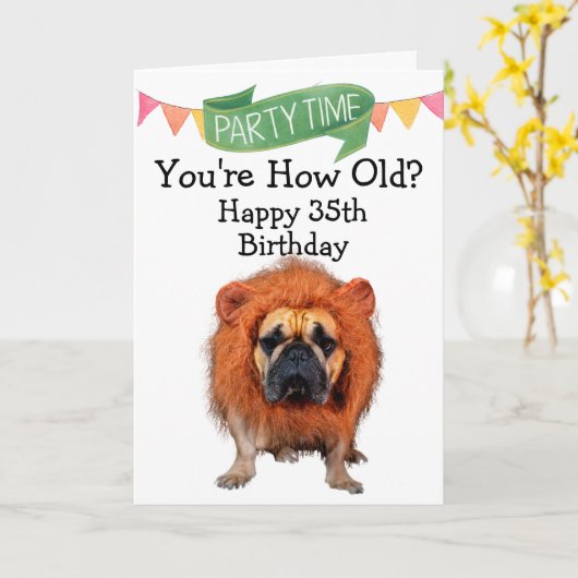 Aangepaste grappige 35e verjaardag van uw hond kaart (Gele Bloem)