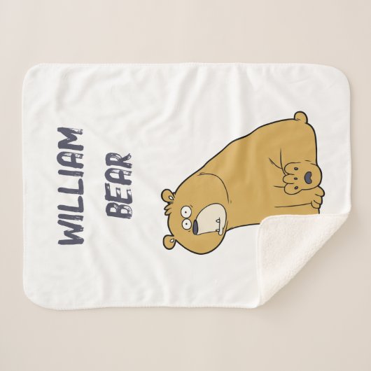 Aangepaste grappige beer Schattigee cartoon voor k Sherpa Deken (Voorkant (horizontaal))