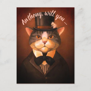 Aangepaste grappige bruidegom kat als mijn getuige uitnodiging briefkaart