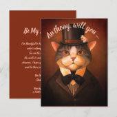 Aangepaste grappige bruidegom kat als mijn getuige uitnodiging briefkaart (Voorkant / Achterkant)