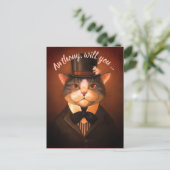 Aangepaste grappige bruidegom kat als mijn getuige uitnodiging briefkaart (Staand voorkant)