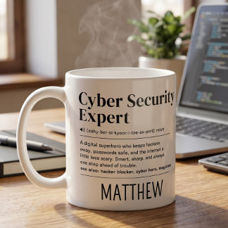 Aangepaste grappige cyberbeveiligingsexpert defini koffiemok