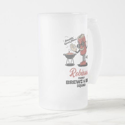 Aangepaste Grappige Familie Barbeque Groep Matchin Matglas Bierpul (Voorkant rechts)