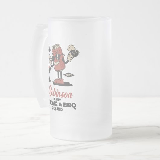 Aangepaste Grappige Familie Barbeque Groep Matchin Matglas Bierpul (Voorkant links)