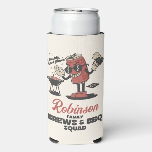 Aangepaste Grappige Familie Barbeque Groep Matchin Seltzer Blikjeskoeler (Seltzer Achterkant)