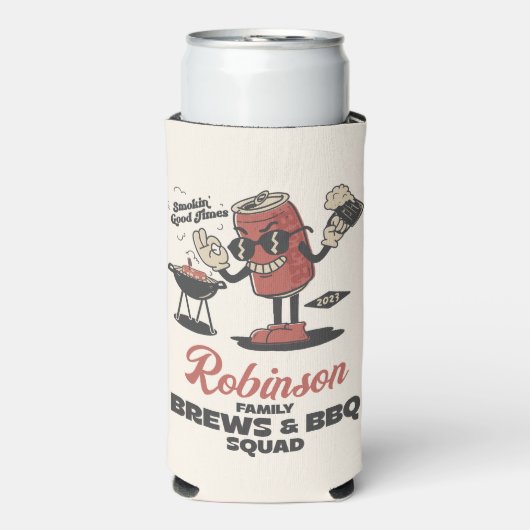 Aangepaste Grappige Familie Barbeque Groep Matchin Seltzer Blikjeskoeler (Seltzer Voorkant)