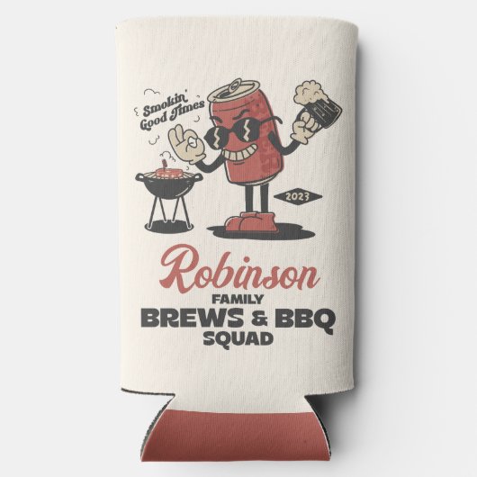 Aangepaste Grappige Familie Barbeque Groep Matchin Seltzer Blikjeskoeler (Achterkant)