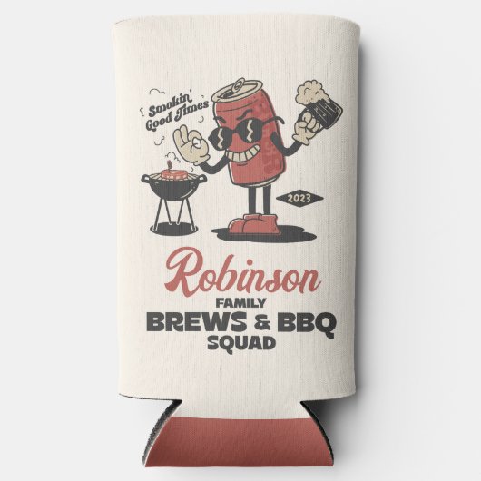 Aangepaste Grappige Familie Barbeque Groep Matchin Seltzer Blikjeskoeler (Voorkant)