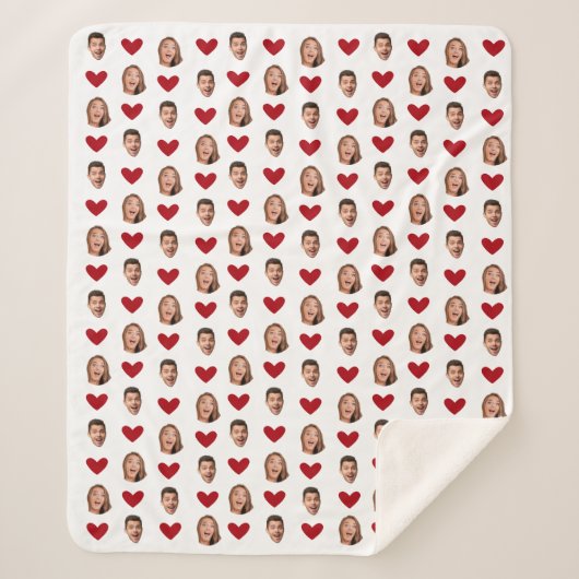 Aangepaste Grappige Gezicht Foto Cutout Valentijns Sherpa Deken (Voorkant)