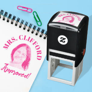 Aangepaste grappige gezicht foto leraar goedkeurin zelfinktende stempel