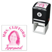 Aangepaste grappige gezicht foto leraar goedkeurin  zelfinktende stempel (In situ)