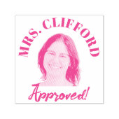 Aangepaste grappige gezicht foto leraar goedkeurin  zelfinktende stempel (Design)