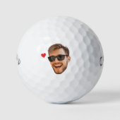Aangepaste grappige gezichts foto Hart Valentijnsd Golfballen (Voorkant)