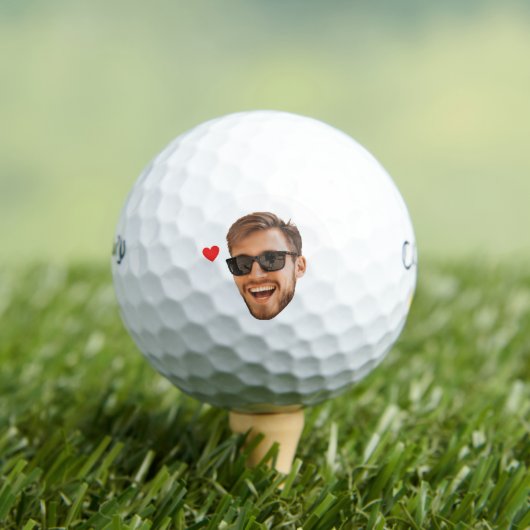 Aangepaste grappige gezichts foto Hart Valentijnsd Golfballen (Insitu Shirt)