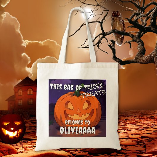 Aangepaste Grappige Halloween Trick or treat Tote Bag
