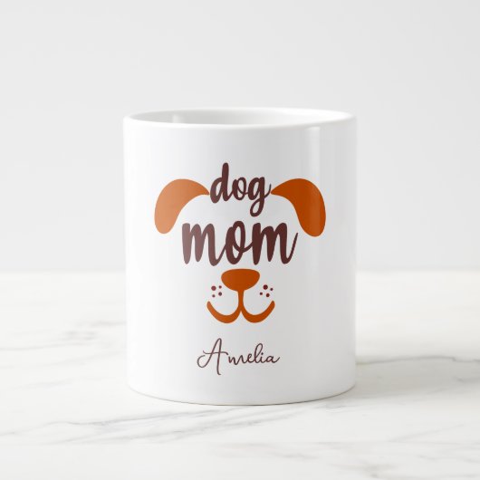 Aangepaste Grappige Hond Moeder Script Naam Grote Koffiekop (Voorkant)