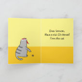 Aangepaste Grappige Kat Cartoon Uitgebraakt Kerstc Kaart (Binnen)