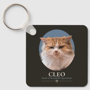 Aangepaste Grappige Kat Foto & Naam Sleutelhanger