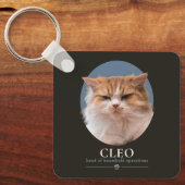 Aangepaste Grappige Kat Foto & Naam Sleutelhanger (Voorkant)