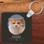 Aangepaste Grappige Kat Foto & Naam Sleutelhanger (Achterkant)
