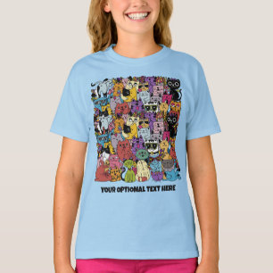 Aangepaste Grappige Katten Illustratie T-shirt