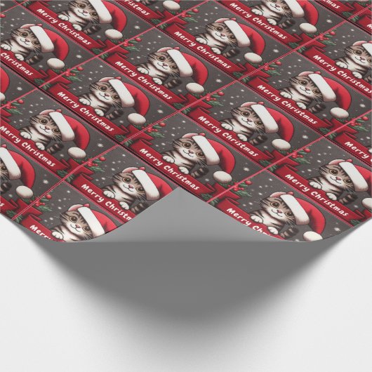 Aangepaste Grappige Kerst Ondeugende Lapjeskat Cadeaupapier (Hoek)