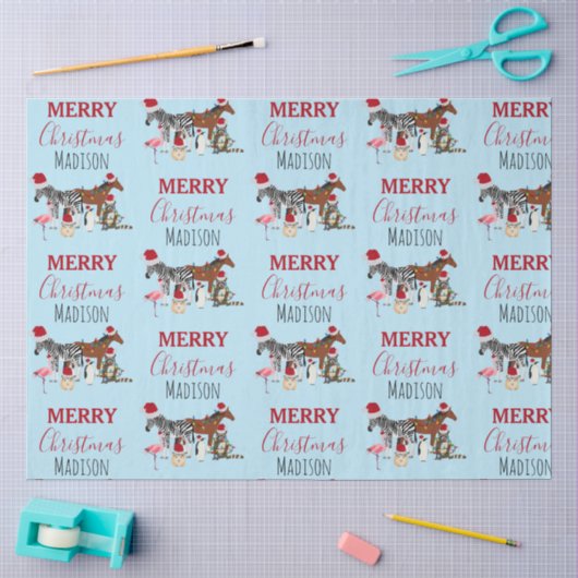 Aangepaste grappige kerstdieren Sinterklaashoedjes Tissuepapier (Craft)