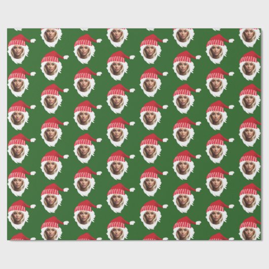 Aangepaste grappige Kerstman gezicht met uw foto Cadeaupapier (Vlak)