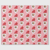 Aangepaste grappige Kerstman gezicht met uw foto Cadeaupapier (Vlak)