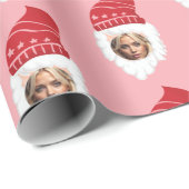 Aangepaste grappige Kerstman gezicht met uw foto Cadeaupapier (Rol Hoek)