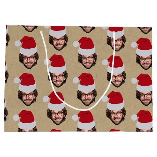 Aangepaste Grappige Kerstman Hoed Gezicht Foto Kra Groot Cadeauzakje (Achterkant)