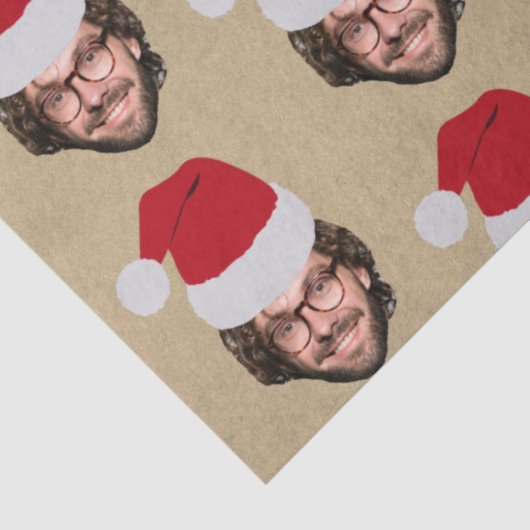 Aangepaste Grappige Kerstman Hoed Gezicht Foto Kra Tissuepapier (Detail)