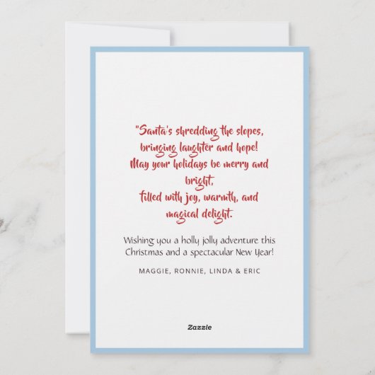 Aangepaste Grappige Kerstman Ski Kerstvakantie Feestdagenkaart (Achterkant)