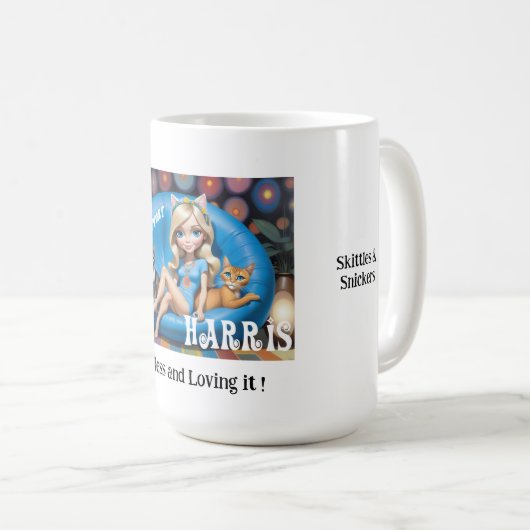 Aangepaste Grappige Kinderloze Kat Dames KAMALA 20 Koffiemok (Voorkant rechts)