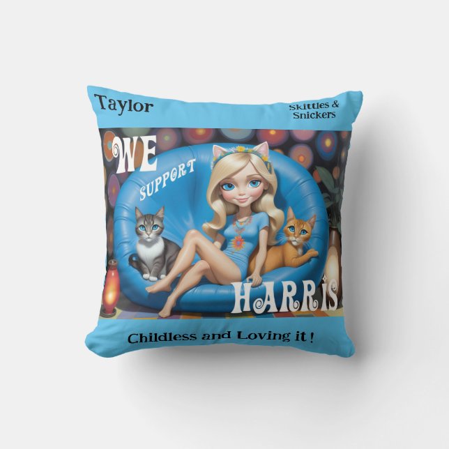 Aangepaste Grappige Kinderloze Kat Dames KAMALA 20 Kussen (Voorkant)