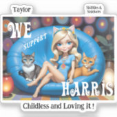 Aangepaste Grappige Kinderloze Kat Dames KAMALA 20 Sticker (Voorkant)