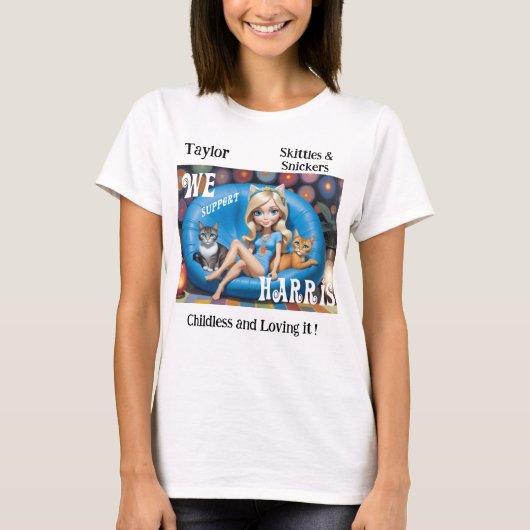 Aangepaste Grappige Kinderloze Kat Dames KAMALA 20 T-shirt (Voorkant)