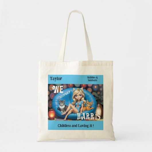 Aangepaste Grappige Kinderloze Kat Dames KAMALA 20 Tote Bag (Voorkant)